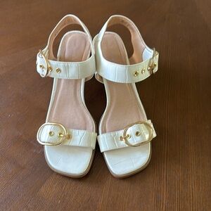 Topshop white crocodile heels size 8